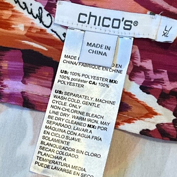 CHICOS Chianti Poncho Paisley Pink Size L/XL 40th Anniversary Leopard print - Picture 6 of 8